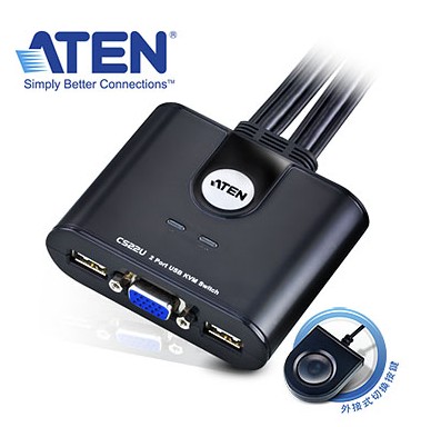 ATEN KVM CS22U 1:2U帶線式