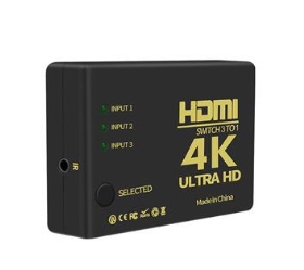 HDMI 4K/2K 3進1出訊號切換器 含搖控+IR紅外線延長線/4K HDMI訊號分享器/ 附贈USB電源線 支援 4K2K @30Hz (015617160111) 影音傳輸器系列