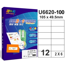 彩之舞進口3合1專業標籤  2x6直角 12格無邊 