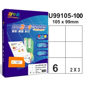 彩之舞進口3合1專業標籤 2x3直角 6格無邊