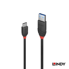 LINDY 林帝 Black LINE USB 3.2 Gen 2 Type-C/公 to Type-A/公 傳輸線1m(36916_A)