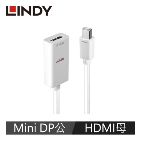 LINDY Mini DisplayPort公 轉 HDMI母 轉換器 20CM