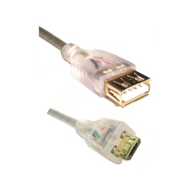 USB 2.0 A母/Micro B公鍍金透明延長線 20CM